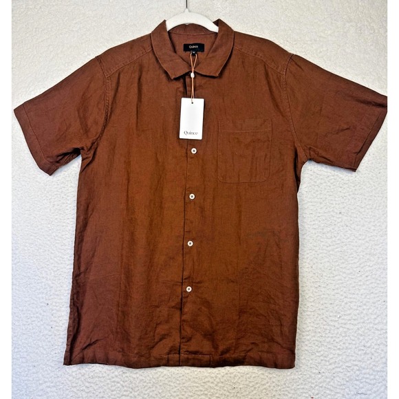 Quince Other - Quince Shirt Mens Medium Brown Linen Camp Button Business Casual Summer